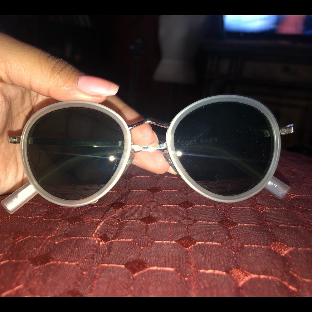 Clear/white round Cole Haan sunglasses